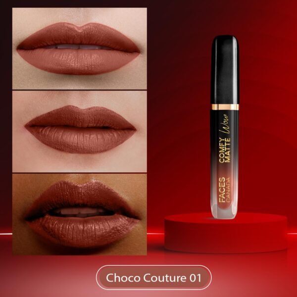 FACESCANADA Comfy Matte Wow Liquid Lipstick - Choco Couture 01, 3.8Ml | One Swipe Application | Highly Pigmented | Comfortable Wear | Glides Smoothly | Long Lasting | Transferproof - Image 2