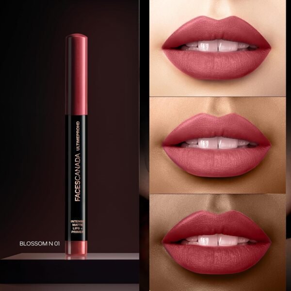 FACESCANADA Ultime Pro Hd Intense Matte Lips + Primer - Blossom N01, 1.4G | 9Hr Long Stay | Primer Infused For Flawless Hd Matte Finish | Intense Color Lightweight Silky Smooth Cream Application - Image 5