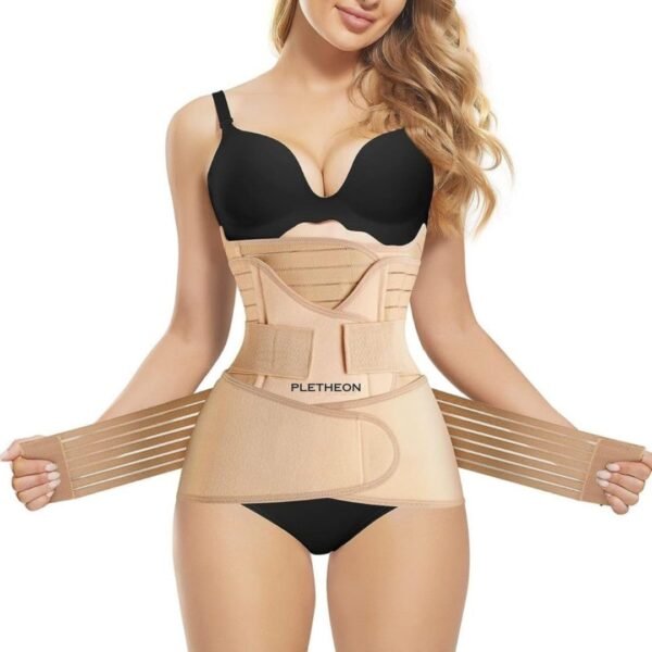 3-In-1 Post Pregnancy Abdominal Belt After Delivery Waist & Pelvis Slimming Shapewear Tummy Reduction Free Size (Polyester & spandex,Fit From 30...