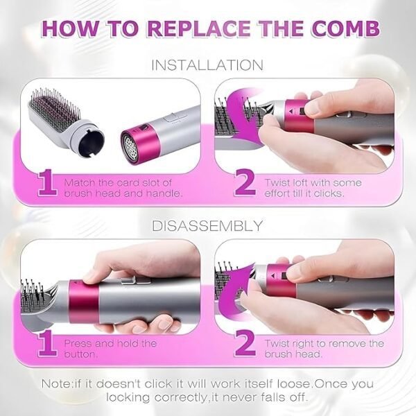 5 In 1 Hot Air Styler Hair Straightener Dryer Comb Multifunctional Styling Tool For Curly Hair Machine For Straightening Curling Drying Combing... - Image 4