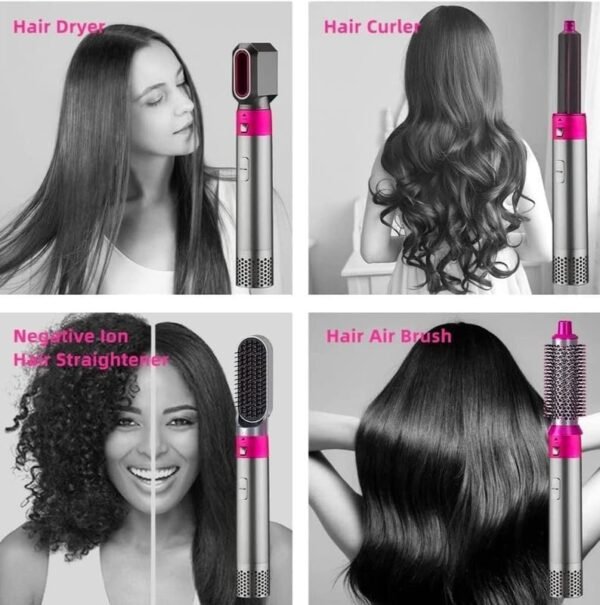 5 In 1 Hot Air Styler Hair Straightener Dryer Comb Multifunctional Styling Tool For Curly Hair Machine For Straightening Curling Drying Combing... - Image 5