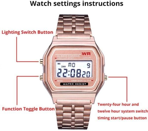 Acnos® Premium Brand Digital 4 Colours Square Dial Unisex Wrist Watch for Men Women Pack of 1 (WR) - Image 5