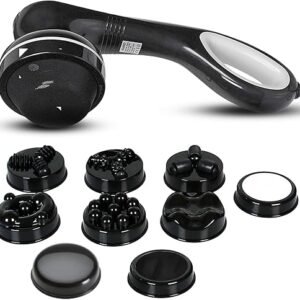 AGARO Relaxo Electric Handheld Full Body Massager with 8 Massage Heads, 5 Mode & 6 Speed Settings for Pain Relief & Relaxation (Black), Back, Leg &...