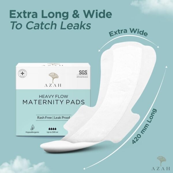 Azah Maternity Pads after Delivery [Pack of 12] | XXXL Sanitary Napkins for Women after Delivery | Leak Proof Sanitary Pads for Women | For... - Image 4