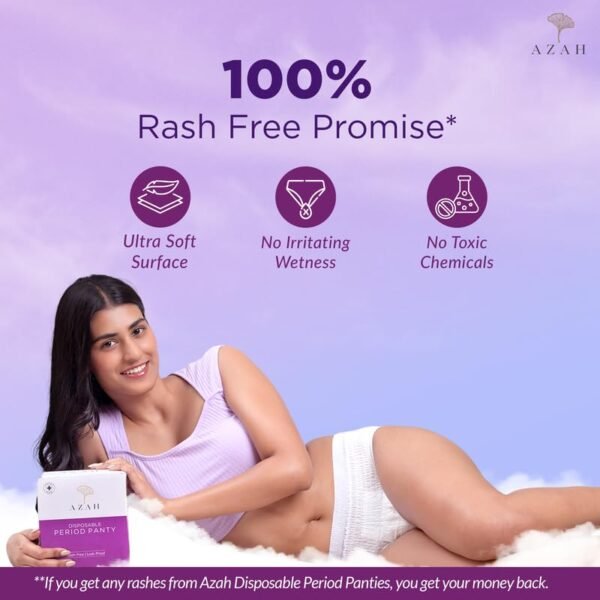 Azah Period Panty for Girls [M-L, Pack of 6] | Leak Proof & Rash Free | Disposable Period Panty for Women Heavy Flow | 12 Hrs Protection | Super... - Image 6