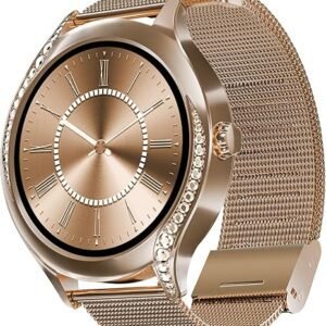 boAt Enigma Gem Women's Luxury Smart Watch w/ 1.19” (3.02cm) AMOLED Display, Emergency SOS Live Location Sharing, Watch Face Studio, QR Tray, BT...