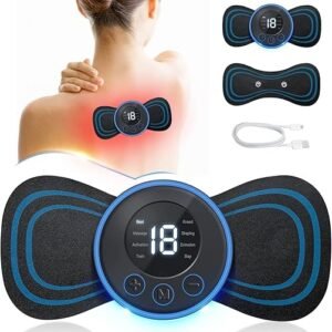 body machine for pain relief 8 mode & 19 strength level ems butterfly for shoulder legs massage neck mini back (Multicolour) (Black)