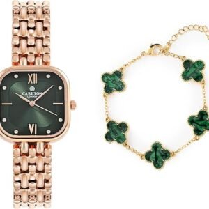 Carlton London Premium Stainless Steel Analogue Watch Gift Set for Women | Watch + Bracelet | Luxury Gifting for Her | Gift for Birthday...