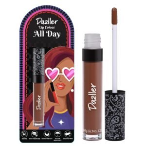 DAZLLER All Day Lipcolour|Moisturizing Kokum Butter|Brown Matte Liquid Lipstick for Women|Non-Transfer|8Hr Stay|Dlc025 Hazelnut Cup|6G