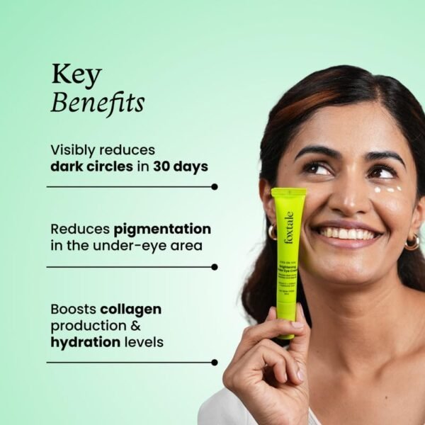 FoxTale Brightening Under Eye Cream|Vitamin C, Caffeine, And Hyaluronic Acid|Reduces Dark Circles And Puffy Eyes|Brightens Undereye With A Ceramic... - Image 2