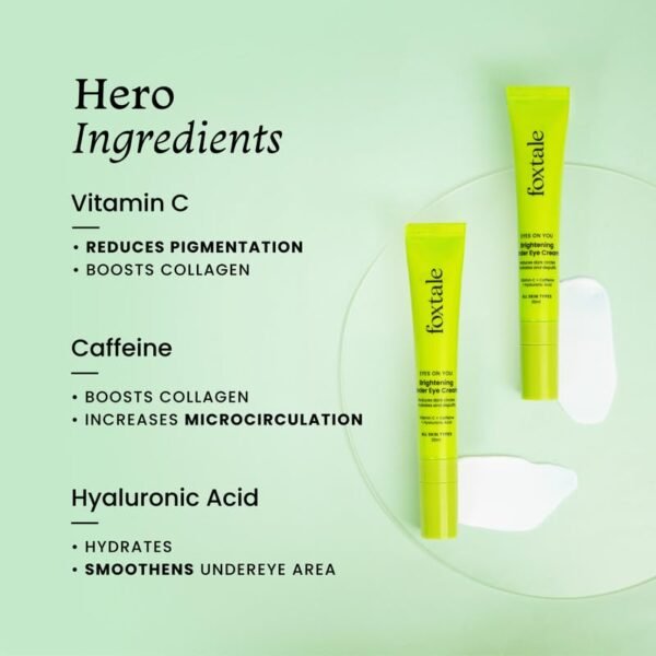 FoxTale Brightening Under Eye Cream|Vitamin C, Caffeine, And Hyaluronic Acid|Reduces Dark Circles And Puffy Eyes|Brightens Undereye With A Ceramic... - Image 3