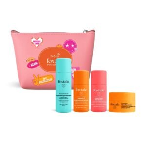 Foxtale On the Glow Travel Kit | Vitamin C, Niacinamide & Peptides | Brightening & Hydrating Skincare Set | For Glowing Skin | Travel Pouch...