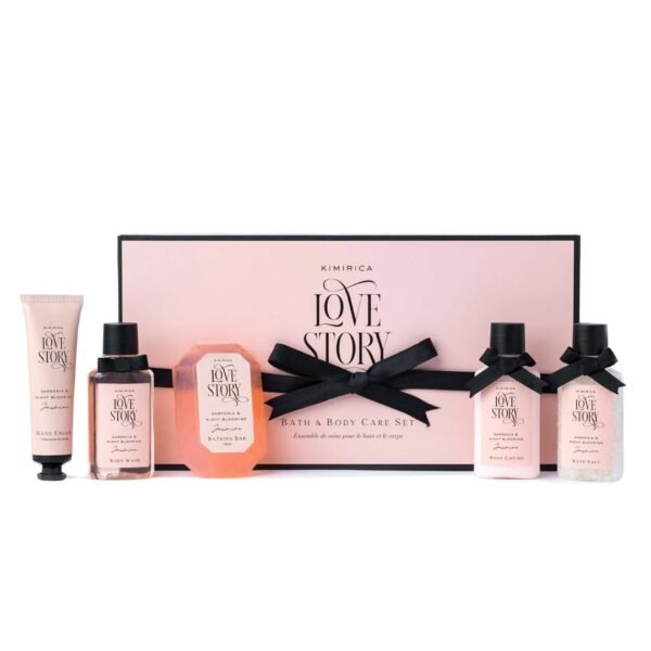 Kimirica Love Story Luxury Bath and Body Care Gift Set Box | Bath Salt, Body Wash, Body Lotion, Bathing Bar and Hand cream | Pack of 5 | For Men...
