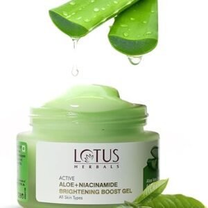 Lotus Herbals Active Aloe + Niacinamide Brightening Boost Gel | Moisturize Skin | Clear Dark Spots | Paraben-free | All Skin Type | 50gm