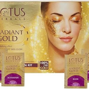 Lotus Herbals Radiant Gold Cellular Glow 1 Facial Kit | With 24K Gold leaves | For Skin Glow | All Skin Types | 37g