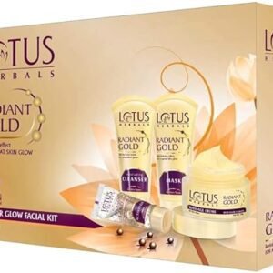 Lotus Herbals Radiant Gold Facial Kit For Instant Glow With 24K Pure Gold & Papaya,4 Easy Steps, 170g (Multiple Use)