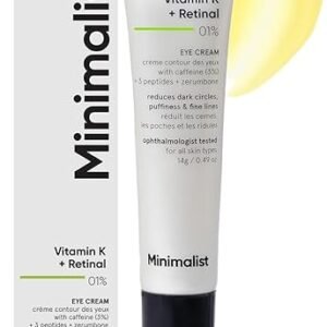Minimalist Vitamin K + Retinal 01% Under Eye Cream | Reduces Dark Circles, Wrinkles & Fine Lines | With Caffeine for Puffiness | For Women & Men |...