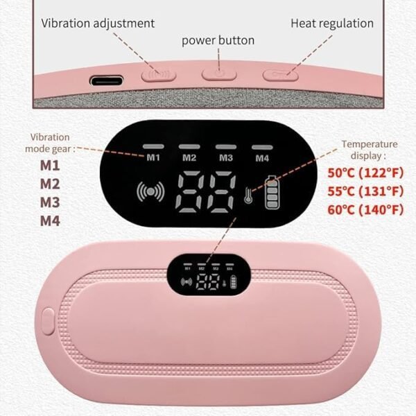 Period Cramp Relief Massager & Heating Pad for Period Cramps Portable Cordless Periods Cramps Relief Machine 3-Temp. & 4-Massage Mode Fast Heating... - Image 2