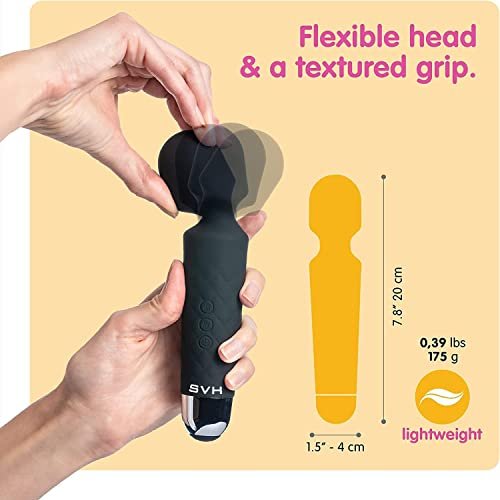 Personal Body Massager for Women, Men, Rechargeable Wireless Vibration Machine for Female with 20 Vibration Modes, 8 Speeds, Flexible Head for... - Image 2