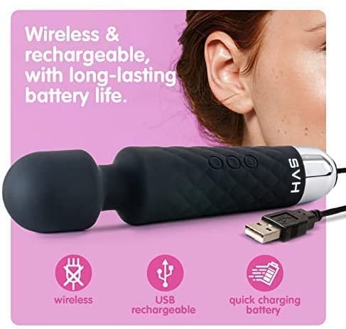 Personal Body Massager for Women, Men, Rechargeable Wireless Vibration Machine for Female with 20 Vibration Modes, 8 Speeds, Flexible Head for... - Image 5