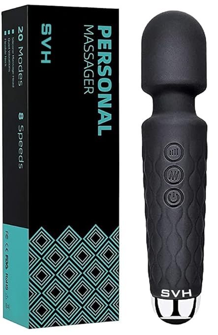 Personal Body Massager for Women, Men, Rechargeable Wireless Vibration Machine for Female with 20 Vibration Modes, 8 Speeds, Flexible Head for...