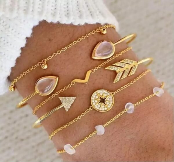 Shining Diva Fashion Latest Stylish Multilayer Gold Plated Bangle Bracelet for Women and Girls (rr14669b) Set of 6 - Image 6