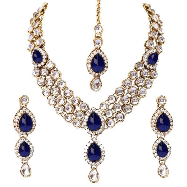 Shining Diva Latest Stylish 18k Gold Plated Traditional Kundan Necklace Jewellery Set for Women