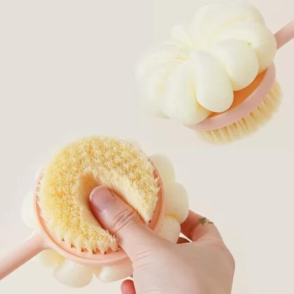 Shower Body Brush with Bristles and Loofah,Back Scrubber Bath Mesh Sponge with Curved Long Handle for Skin Exfoliating Bath, Massage Bristles... - Image 6