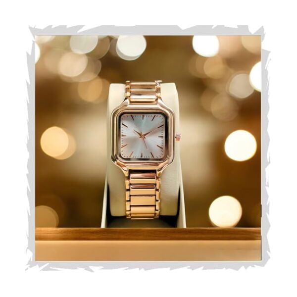 STYLEDOSE Newly Arrived Women Stainless Steel Casual Watch Embossed Sqaure Dial Women's Watch with Rose Gold Stainless Steel Strap - Image 7