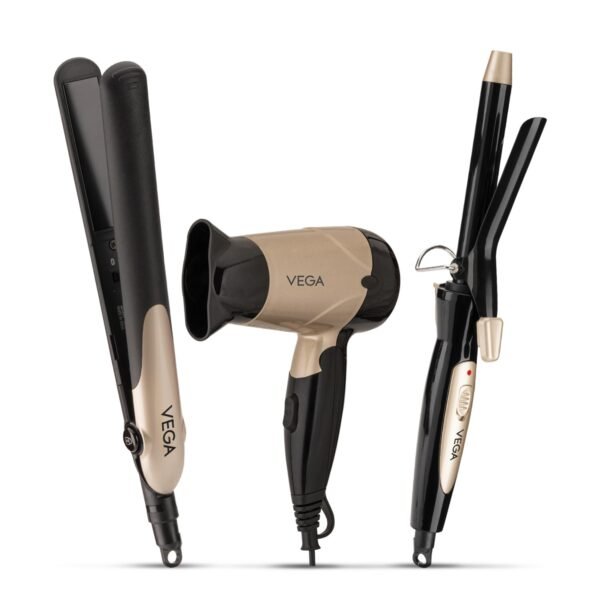 Vega Miss Versatile Styling Set Straightener, Curler & Dryer Gift Combo for Women, 1000W Hair Dryer with 2 Head/Speed Setting, Hair Straightener &...