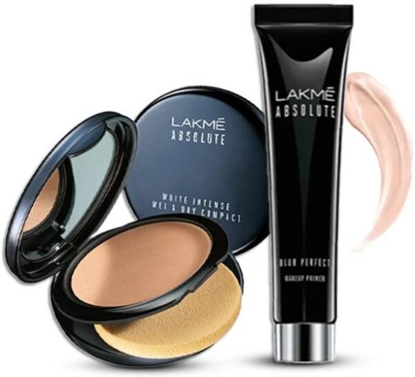 Lakmé Absolute White-Intense Wet & Dry Compact, Golden Med03+Blur Perfect Makeup Primer