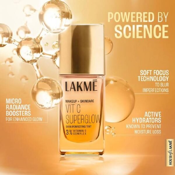 Lakmé Makeup+Skincare VitC Superglow Skin Perfecting Tint Cool Ivory C100 Foundation - Image 5