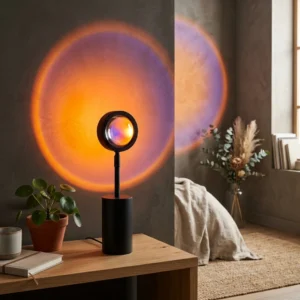 aesthetic sunset mood lamp projector rotating led bedside light
