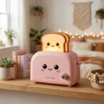 kawaii bread toaster night light retro yellow bedside lamp cozy glow