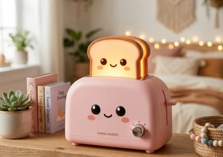 kawaii bread toaster night light retro yellow bedside lamp cozy glow