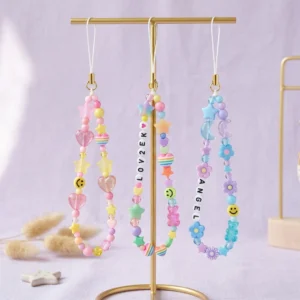 y2k pastel beaded phone charm straps cute case accessories