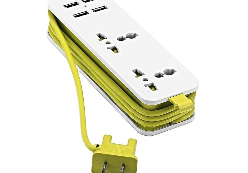 kawaii green travel power strip with usb charging station
