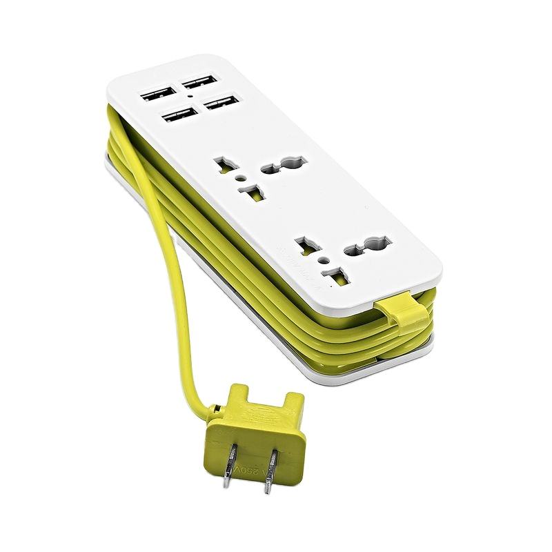 kawaii green travel power strip with usb charging station