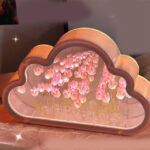 diy cloud tulip mirror night light glowing bedroom desk decor