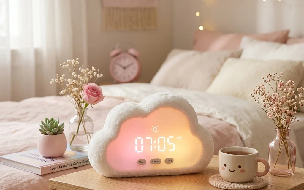 simulated sunrise cloud alarm clock cute bedside night light