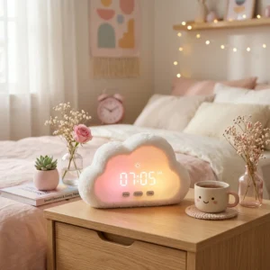 simulated sunrise cloud alarm clock cute bedside night light