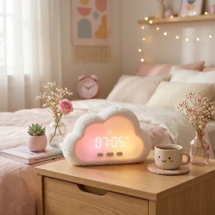 simulated sunrise cloud alarm clock cute bedside night light