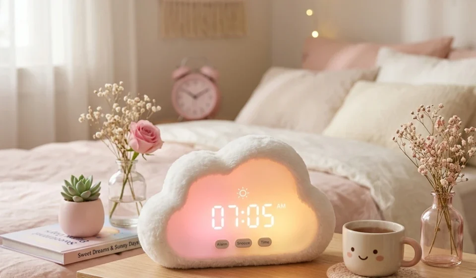 simulated sunrise cloud alarm clock cute bedside night light