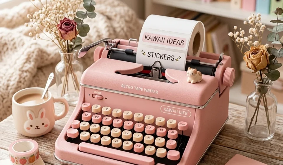 retro typewriter thermal label printer cute bluetooth device